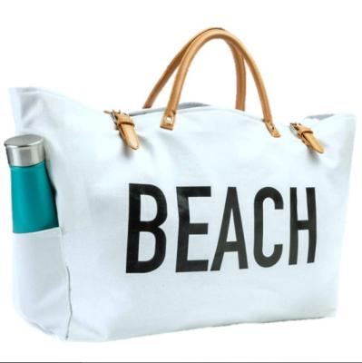 China Exquisite Beach Bag Customized Eco-friendly High End Leather Outdoor Hand Canvas Bag Travel Bag for sale