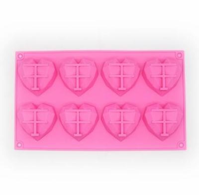 China Silicone Diamond Heart Shape Silicone Cake Mold Diamond Heart Love Silicone Cake Mold for sale