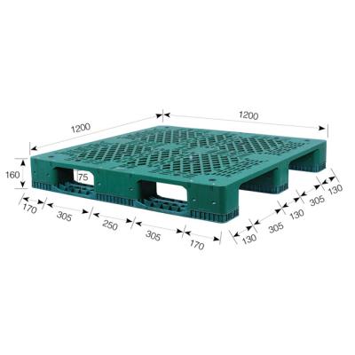 China 1200*1200*160mm Single Sided 3 Skid Plastic Pallet With Steel Tubes for sale