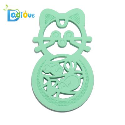 China BPA Free Heat Resistant Baby Cats Toy Silicone Teether Baby Food Grade Silicone Teether for sale