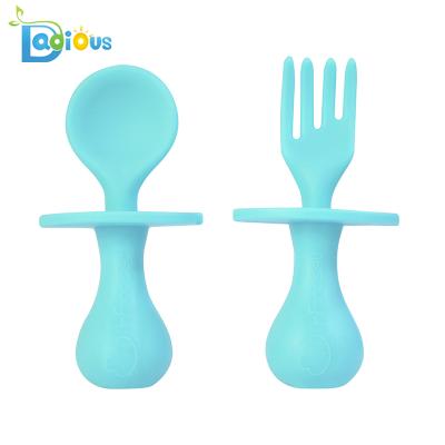 China Best BPA Free Selling First Baby Silicone Feeding Spoon and Fork BPA Free Utensils Baby Spoons Individual for sale