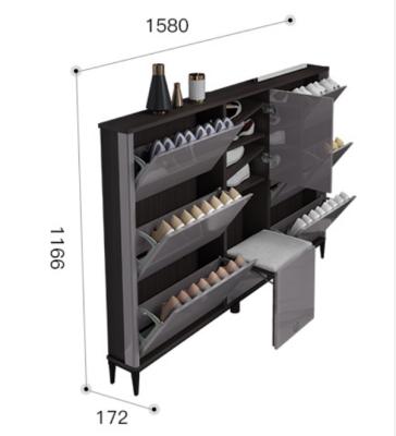 China Modern High Quality Fashion Shoe Cabinet Design Household Wooden Shoe Rack With Seat Shoe Rack Cabinet for sale