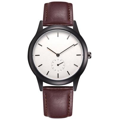 China 2021 Automatic Date Fashion Simple Logo Leather Strap Minimalist Watch Men Luxury Custom Wristwatches Retro for sale