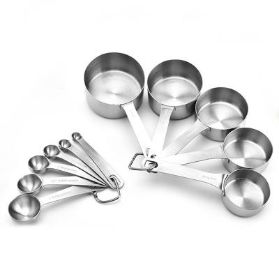 China Sustainable Stainless Steel Measuring Cups And Spoons Set 11 Pieces Engraved Measures Measuring Cup And Spoon for sale