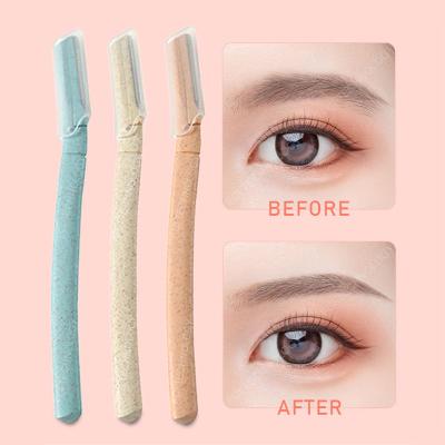 China Hot Sale EU Wheat Straw Material Makeup Tool Biodegradable Shaver Eco-Friendly Facial Hair Shaver Shaver Eyebrow Biodegradable Material for sale