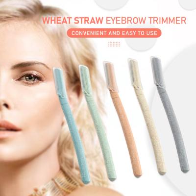 China Best Eyebrow Shaver Trimmer Biodegradable Material Biodegradable Wheat Straw Handle Most Popular USA EU Lady Razor Manual Razor for sale