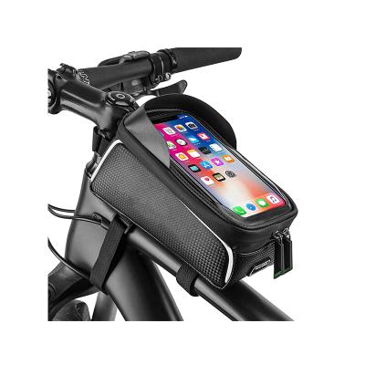 China Large Capacity Waterproof Mountain Bike Front Frame Bag With Touch Screen Phone Holder Case for sale