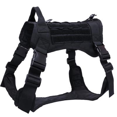 China Custom Adjustable Tactical Dog Harness Vest With Handle For Walking Hiking Hunting for sale