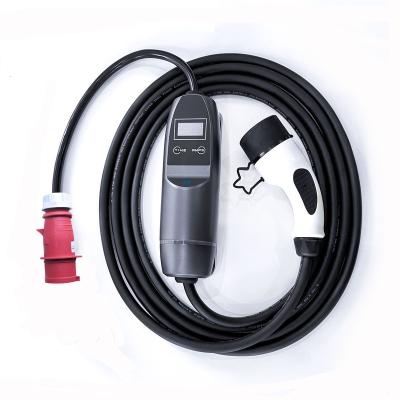 China Screen Display 3 Phase 11kw Portable EV Charger With Type - 2 EV Charging Cable Mode 2 EV Charger 16A for sale