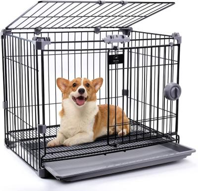 China Breathable Soft Bed And Pad Diy Indoor Pen Fence Playpen Carriers Travel Large On Wheels Wholesale Black Metal Dog Durable Pet Crate for sale