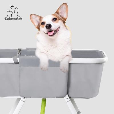 China Sustainable Plastic For Pets Cleaning Grooming Small Wash Station Light Weight High Bearing Cap Bath Tub Portable Dog Foldable Pet Bathtub for sale