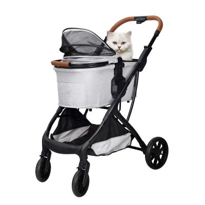 China Small Animals Popular Pet Stroller Carrier Detachable Pet Carrier Folding Transportation Pet Cart For Dogs for sale