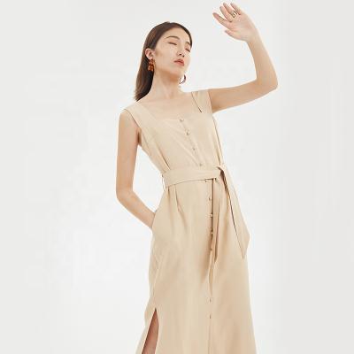 China Women's Pure Color Casual Breathable Summer Strapless Strapless Strapless Women's Dress for sale