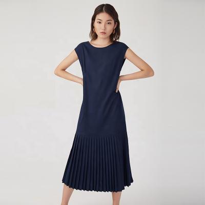 China OEM&ODM Spring And Summer O-Neck Stylish Sleeveless Casual Women'S Breathable Pleated Dress for sale