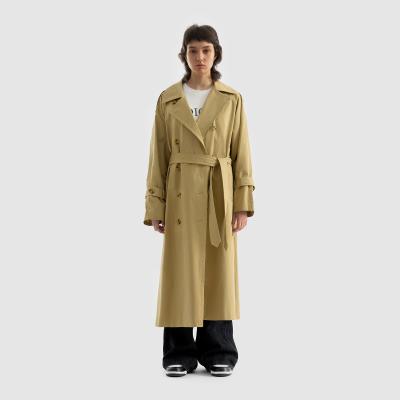 China Wholesale Women Waterproof Outwear Overcoat Knee Length Maxis Ditch Jackets Long Coat Khaki British Leisure for sale