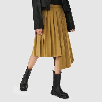 China Long Irregular Pleated Maxi Skirt A Line Asymmetrical Formal Breathable Ladies High Waist For Work for sale