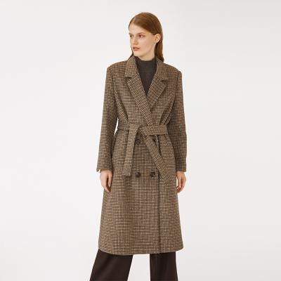 China Breathable The Latest Retro Hot Sale Plaid Crossover Long Sleeve Belt Plus Size Winter Coats for sale