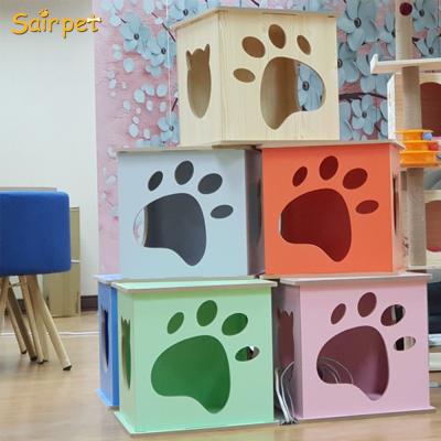 China Breathable Detachable Wooden Cave Pet House Indoor Cotton Pad Pet Bed Safe Cheap Wooden Dog Cat House For Sale for sale