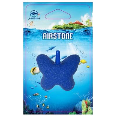 China Viable Blister Card HiSin/HaiXin AS036 Blue 70*65mm Butterflystyle Fish Farm Cartoon Airstone Aquarium Accessories, Aquarium Decoration for sale