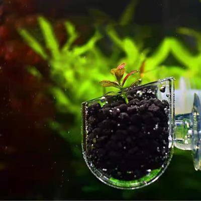 China Viable Feeding Red Worm Pot Glass Water Aquarium Decoration Fish Tank Planting Accessories Potted Feeder Pot Cup for sale