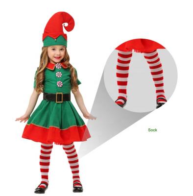 China Cosplay Cartoon Fancy Party Hat Helper Holiday Dress Green Elf Set Christmas Halloween Adult Children ELF Cosplay Costume for sale