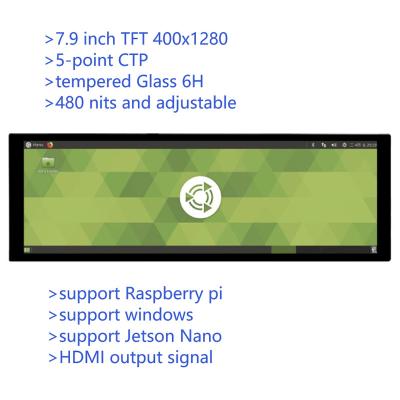 China 7.9 inch Stretched Bar Type HD Monitor Raspberry Pi 4e generatie B Jetson Nano Display IPS met capacitieve scherm Te koop