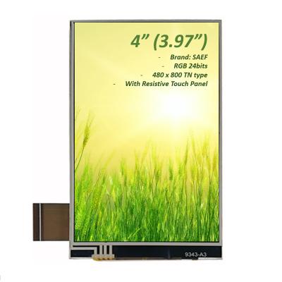 China 4 polegadas 480x800 LCD Touch Screen, Medical TFT Display 3.97 