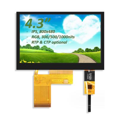 Cina 4.3 pollici TFT LCD Monitor RGB 800X480 ST7282 Drive IC Modulo LCD TFT Full View in vendita