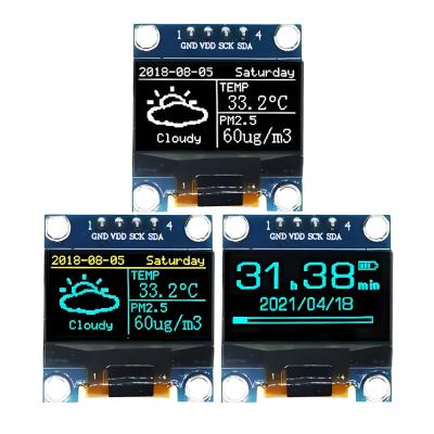 China 0.96 pulgadas 128 x 64 puntos de matriz OLED Modulo de visualización de 4 pines Interfaz I2C en venta