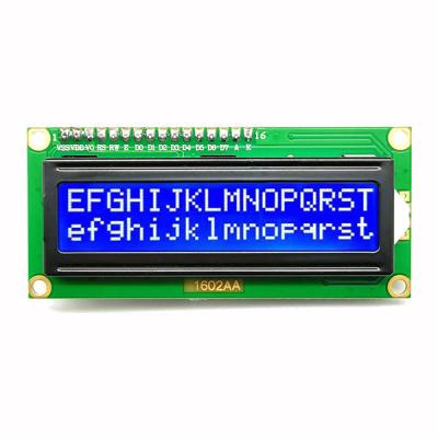 China kleines alphanumerisches Charakter 16x2 1602 LCD-Anzeigen-blaues MPU-8bit Ähnlichkeits-5V zu verkaufen