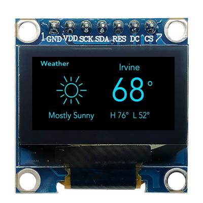 Cina 7 pin Modulo di visualizzazione OLED da 0,96 pollici SPI 3V Bianco PMOLED Con SSD1306 Driver IC in vendita