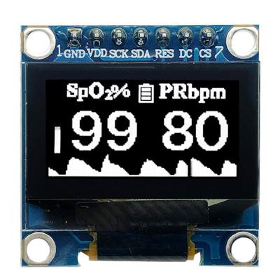 중국 0.96인치 SSD1306 컨트롤러 7핀 흰색과 파란색 글꼴 SPI OLED 디스플레이 128x64 3V PMOLED 판매용