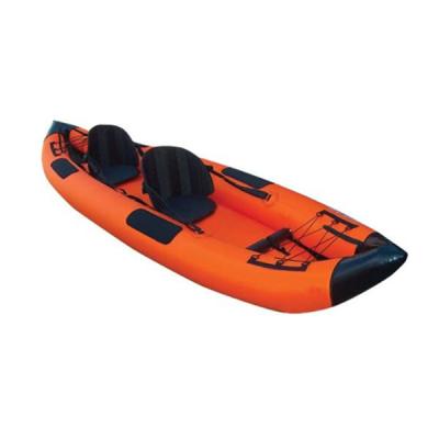 China Customized Leisure Hot Selling Ocean Blue Printing One Person PVC Inflatable Kayak Rigid Fabric Sit On Top Sea Kayak for sale