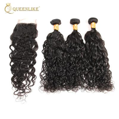 China Virgin Unprocessed 10a Water Wave Hair Water Wave Bundles With Closure for sale