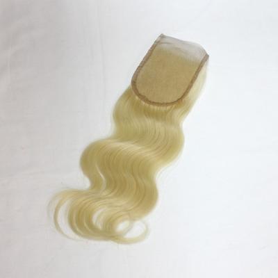 China Body Wave Beauty Hair Top Lace Closure Blonde Color #613 5x5 Blonde Silk Top Closure for sale