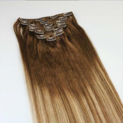 China Leading Manufacturer High Quality Silky Straight Wave Hair No Feel Remy Balayage Clip In Hair Extensions for sale