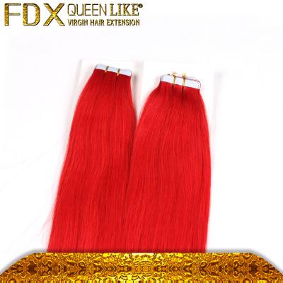 China Silky Straight Wave Wholesale Price No Shedding No Tangle Red Color Remy Human Hair Double Sided Tape Hair Extension for sale