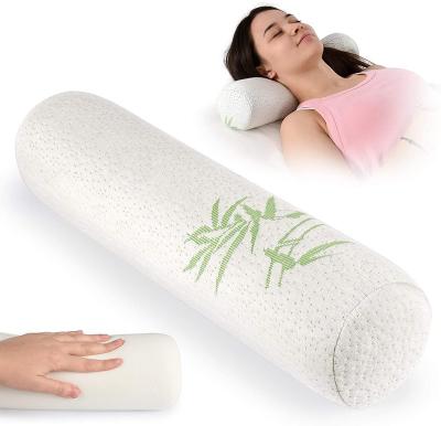 China Cervical Therapy Neck Roll Pillow Around Sleeping Memory Foam Cushion Bolster Support And Bamboo Cover for sale