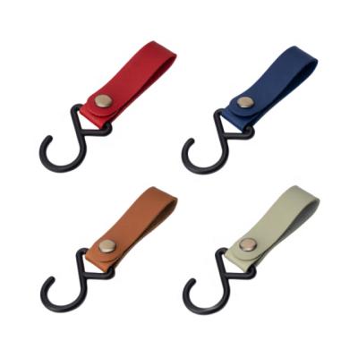 China Promotion Outdoor Camping Kitchen Supplies Hooks Drying Hook PU Racks Shelf S-type Leather Key Chain Available Now for sale