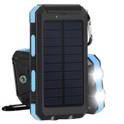 China Outdoor or Indoor Activities Waterproof Dual USB 10000mAh Outdoor Solar Powerbank 10000mAh Portable Mobile Phone Charger Solar Power Bank for Camping for sale