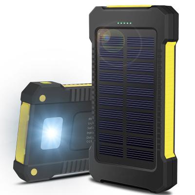 China Solar Panel Charge 10000 Mah Waterproof Power Bank Battery External Solar Panel Charger Powerbank With LED Display for sale