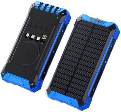 China Unique Design Logo Solar Power Charger 20000mAh Outdoor or Indoor Activities Camping LED Lights Waterproof High Capacity Solar Power Bank for Smartphone for sale