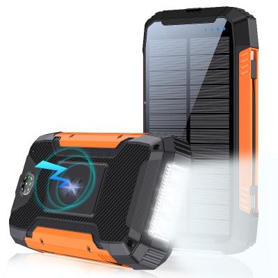 China Trending Type C Port LED Display Solar Panel Power Fast Charging Support 2022 Waterproof Portable USB Bank 20000mah for sale