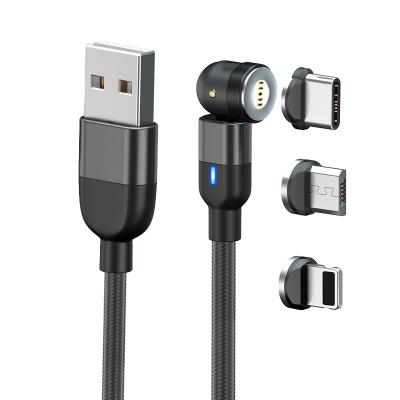 China Support charging unique 540 degree +data transmission design rotating USB cable 3A fast charging magnetic data cable charging cable, suitable for I-product /And for sale