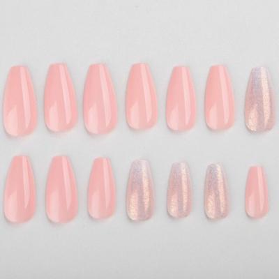 China Ballet Pink Shape Flexibility Powder Shiny Good Quality Artificial Nails For Girls for sale