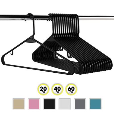 China 60 Pack Space Saving Hangers Eco-friendly Material Heavy Duty Black Plastic Hangers for sale