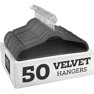 China Touch 50 Velor Velor Space Saving Clothes Hangers Non-Slip Non-Slip Clothes Hanger Short Velvet Hangers 50 Packs for sale