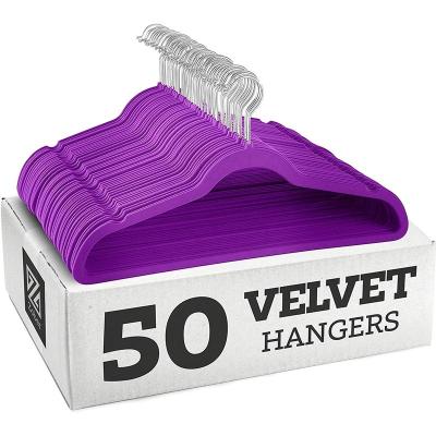 China Factory Supply Premium Non Slip Velvet Non Slip Ultra Thin Hanger Velvet Touch Velvet Hangers 50 Packs for sale