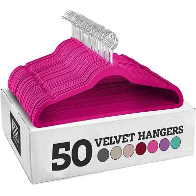 China Non Slip Contact Velvet Hanger Velvet Non Slip Custom Hangers For Clothes Velvet Hangers 50 Packs for sale