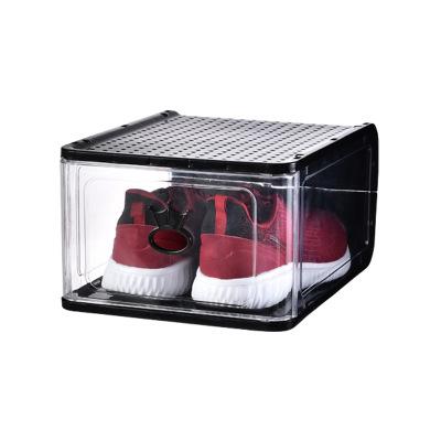 China PMMA (Acrylic) Factory Price Customized Stackable Transparent Acrylic Display Shoe Box for sale